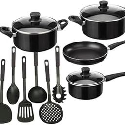 KRISHNPRIYA Aluminum Non-Stick Cookware Set 13-Piece – Fry Pan, Sauce Pans, Milk Pot with Lids & 6 Kitchen Utensils–Durable, Easy Clean, Heat Resistant Handles Perfect for Gas & Electric Stoves-image-43