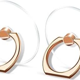 KolorFish Transparent Phone Ring Stand Holder Mobile Phone Ring Holder Finger Grip 360 Degree Rotation (Pack of 2) Rose Gold Round-image-93
