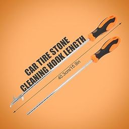 Digitalzap Tyre Stone Remover Hook Tool with Screwdriver | 2-in-1 Tire Cleaning Hook for Car, Bike, Motorcycle, Truck | Rubber Grip Tyre Groove Cleaner Tool-image-57