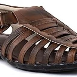 Men's Fashion Synthetic Leather Casual Sandal (BROWN SANDAL19)-picture-42