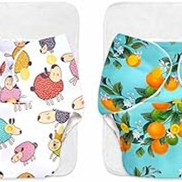 SuperBottoms BASIC Reusable 2 Cloth Diapers with Quick Dry UltraThin pads | 100% cloth Freesize, washable Diapers for baby 0-3 Yrs |Stay Dry & Lasts up to 3Hrs | Trim Fitting (Pack of 2)-10