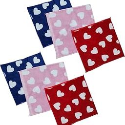 Cute Heart Print Microfiber Handkerchiefs – Soft & Stylish Rumals for Girls, Women & Kids | Printed Small Face Napkins | Skin-Friendly & Reusable (Pack of 6, 25x25 cm)-34