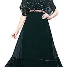 Designer Georgette Kurti with Embroidered Poncho Yoke-image-51