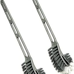 Plastic Double Sided Flexible Toilet Brush In Hockey Design For Western And Indian Toilet Cleaning, Grey Colour, Large, Pack Of 2-24