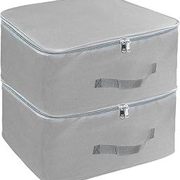 FabPax Nylon Wardrobe Bag Underbed Moisture Proof Cloth Storage Organizer, Storage Box for Clothes Saree Bags with Zippered Closure & Handle 37x35x23 cm Square (Grey, SET OF 2)-image-30