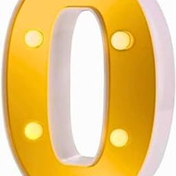 Wanna Party 9 inch No.0 LED Golden Marquee, LED Marquee Number Light LED Marquee Number 0, Light Up Marquee Letters Sign for Weddings, Birthday, Christmas, Night Lamp, Battery Powered-5