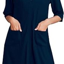 Enchant Home Pure Cotton Waffle Knit Zipper Bathrobes for Women | Super Soft | Lightweight | Knee Length Loungewear with Pockets-image-3