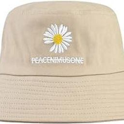 Fashion PEACEMINUSONE Daisy Flower Cotton Bucket Hat for Mens & Women -(Cream)-image-26