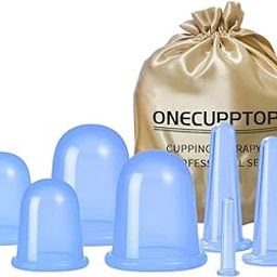 ONECUPPTOP M-22 Cupping Therapy Sets Silicone Anti Cellulite Cup Vacuum Suction Massage Cups Facial Cupping Sets Body and Face (Blue)-image-8