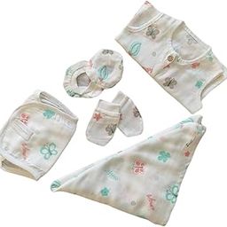 Sprouts Cotton Muslin Jabla/Gloves/Booties / 1mtr x 1mtr Towel/Nappy-image-35