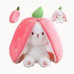 Rooboo 40 cm Reversible Bunny Plush Toy – Soft Zipper Rabbit Stuffed Animal for Kids | Cute Teddy Bear Gift for Girls & Boys Birthday (Pink/White) (Green)-19