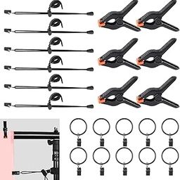 SHOPEE 22Pcs Photography Backdrop Clips Clamps Assorments Kit, 10Pcs Curtain Rings with Clip, 6Pcs Backdrop Spring Clamps and 6Pcs Leather Background Clips Holder-image-87