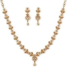 Full White American Diamond Micro Gold-Plated Necklace and Earring Set for Women & Girls-5