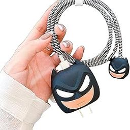 iTronix Cable Protector with 3D Cute Pattern for iPhone Charger only 18W & 20W, Data Line Wire Saver Charging Cable Charger Protective Cable, Full Protection Cover 4 in 1 (Black Bat)-image-70