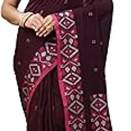 Women's Bengal Pure Cotton Saree with blouse piece (Magenta).-image-1