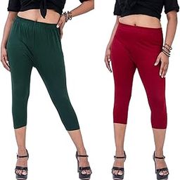 Women's Premium 4-Way Stretchable Cotton Capri Leggings Combo - Regular Skinny Fit |3/4th Length|High Rise-image-101