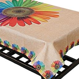 Kuber Industries Center Table Cover|Table Cover 4 Seater|Sun Flower Design|Jute Table Cloth 60x40 (Gold)-30