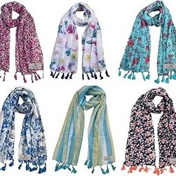 Women's Printed Chiffon Scarves and Stoles, Free Size(Multicolour, FS1231) - Pack of 6-image-6