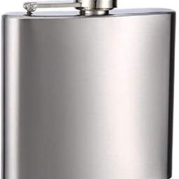 Hip Flask Holding 6 oz - Pocket Size, Stainless Steel, Rustproof, Screw-On Cap - Metallic Grey Finish-image-63