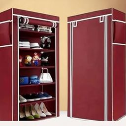 ADDLOOK 6 Shelves Shoe Rack Plastic with Zip Door Cover & Side Pockets, Multiuse Storage Rack for Footwear, Toys, Clothes with Dustproof Cover (6 Shelves, Plastic) (Maroon)-image-65