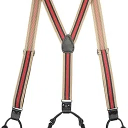 yashidun Striped 6 Clip Suspenders for Men and Women with Adjustable Elastic Straps and Metal Clips-picture-48