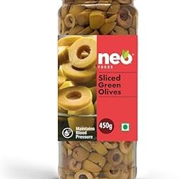 Neo Sliced Green Olives 450g l 1 Jar l Low Fat Ready-to-Eat Healthy Snack, Source of Fibre l Enjoy as Topping for Pizza & Pasta l 450g-image-8