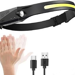 GEEO LED Rechargeable Headlamp with C Type Charging Port 230° Wide Range Brightness Motion Sensor 5 Lighting Mode for Cycling Fishing Camping Climbing DIY etc. (1 pc)-15