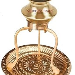 SHIVDEV CRAFT Shivling Abhishek Stand "12.5 CM - Height" With Brass Jalabhishek Lota Kalash 6 CM With Brass Pooja Plate For Water Collection 15 CM - Best Tripayi Set for Small Shivling Jalabhishek-image-8