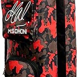GLOW WINGS MSD Army Printed Cricket Kit Bag for Cricketers Player Edition Bag Backpack with Bat Pockets Cricket Bag kit Camouflage Sports Cricket Kit Size-L (Orange)-image-2