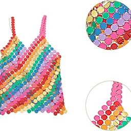 Sequins Dress Swimsuit Cover up Colorful Mini Dress for Nightclub Swim Beach|Clothing, Shoes & Accessories | Womens Clothing | Swimwear|1 Rainbow Sequins Dress-picture-40