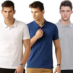 Men's Regular Fit Cotton Blend Solid Polos T-Shirt (Pack of 3_Multicoloured)-3