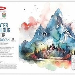 Anupam Watercolour Book 200GSM Natural White Paper with Grained Surface Usable on Both Side 40 Pages A5 for Watercolour, Gouache, Ink, Acrylic, Wet & Mixed Media, Art Painting, Drawing-picture-23