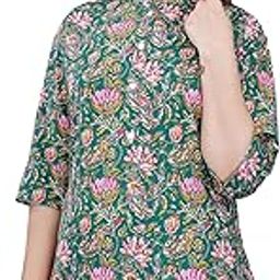 Women's Rayon Floral Printed Top Button Down Top/Shirt-image-91