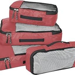 Polyester Packing Cubes/Travel Pouch Bag Organiser -Set Of 4(Large,Medium,Small And Slim) (Red)-image-92