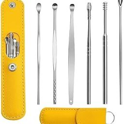 AG E-Com Ear Wax Cleaner Resuable Ear Cleaner Kit Ear Cleaner Tool Set with Storage Pouch Ear Wax Remover Tool Kit with Ear Curette Cleaner and Spring Ear Buds Cleaner - 6 Pc Set-image-7