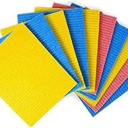QinPin Kitchen Cleaning Sponge - Soft Cellulose Dual-Sided Scrub Pad, Washable Cleaning Cloth, Scrub Pad for Dishes and Surfaces (Pack of 10)-image-4