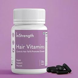 "InStrength Hair Vitamins Capsules for Hair Growth and Hair Fall Control, enriched with Biotin, Zinc, Amla, and Vitamin E. Hair Growth Supplements for Women and Men, available in a pack of 60 capsules. Now with a 10% limited-time offer!"-92