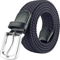 Elastic Fabric Woven Stretch Braided Belts for Men Women Junior with Multicolored (BLUE)-image-88