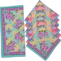 Heena 100% Cotton Multicolor Floral Pattern Women's Handkerchief | 11x11 | Ladies Handkerchief | Hanky For Women-image-27