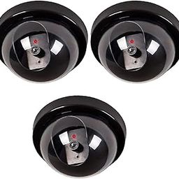 CPEX Dummy Fake Security CCTV Dome Black Camera with Flashing Red LED Light for Indoor and Outdoor Use (3 PCS)-24
