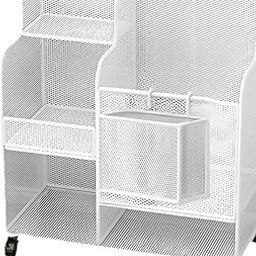 UJEAVETTE Fitness Equipment Organizer with Wheels Convenient Freestanding Utility Cart White-picture-24