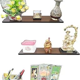 SOKHI FURNISHING Wooden Wall Shelf Straight Wall Shelf Wooden Wall Shelf | Number of Shelves - 3 (Brown)-image-49