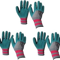 RIANZ Heavy Duty Reusable Gardening Gloves for Garden outdoor Work - 3 Pairs (Green Color)-picture-32