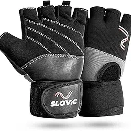 SLOVIC Workout Max Gym Gloves for Men & Women | Hand Gloves for Workout | Leather Palm Support | Ideal for Weightlifting, Biking, Cycling & Calisthenics | Extra Long Wristband for Grip & Support | XL-picture-36