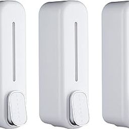 Bath Guru Multi Purpose ABS Wall Mounted Plastic Liquid Soap Dispenser/Shampoo Sanitizer Conditioner Lotion Gel Dispenser for Bathroom Kitchen 350 Ml (3, Slim White)-image-97