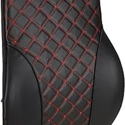amazon basics Backrest Lumbar Support Orthopedic Pillow, Portable, Adjustable Strap for Chair,Car Seat| Promotes Posture Alignment, Back Pain Relief - 6 Months Warranty|Faux Leather - Black, Large-5