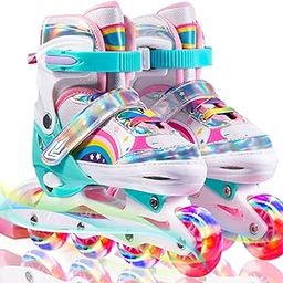 Masroo Rainbow Adjustable Inline Skates for Kids and Adults with Full Light Up Wheels Roller Blades, Outdoor Roller Skates for Girls and Boys, Men and Women-image-54