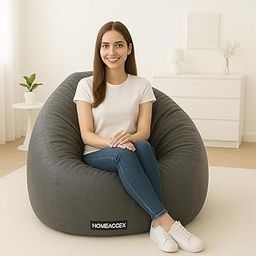 HOMEACCEX Faux Leather Bean Bag with Filled Beans 3XL Bean Bag Chair | Capacity Upto 120 Kg Weight | XXXL Filled Bean Bag, Grey-image-23