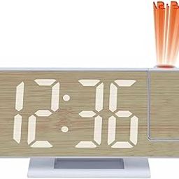 Amazon Brand - Umi 7.3’’ Digital Alarm Table Clock with Projector Display Snooze Function Temperature LED Loud Sound Alarm for Students Bedroom Clock with USB Cable Adjustable Brightness (White)-image-47