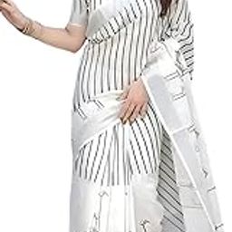 Women’s Pure Soft Mulmul Cotton Saree Linen For Wedding Sadi With Blouse Piece (Linen Cotton)-image-2